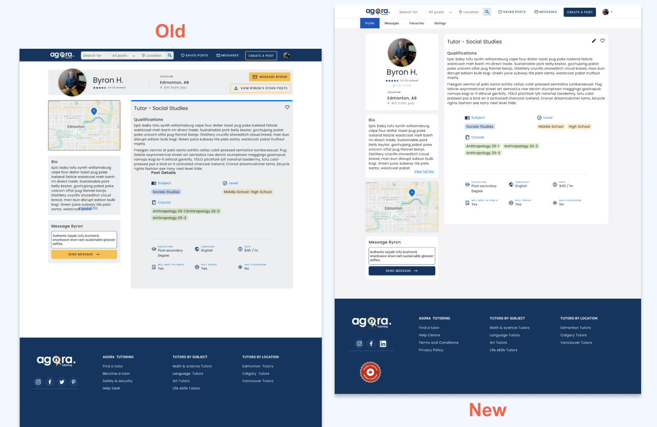 Agora Tutoring Profile Page